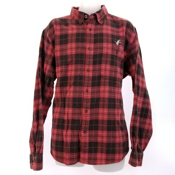 VTG Woolrich Red Buffalo Mens L Flannel Duck Hunting Shirt Vintage L/S Shooting - Picture 2 of 8